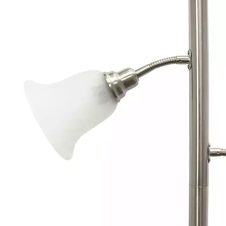 Kirklands Home Floor Lamps|Brushed Nickel 3-Scallop Glass Floor Lamp Gray