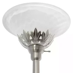 Kirklands Home Floor Lamps|Brushed Nickel 3-Scallop Glass Floor Lamp Gray