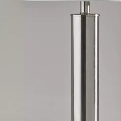 Kirklands Home Table Lamps|Brushed Steel Cylinder Table Lamp White