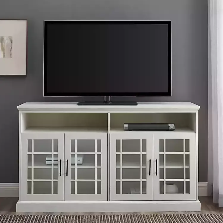 Kirklands Home Tv Stands & Media Consoles|Brushed Window Pane TV Stand White