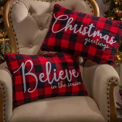 Online Buffalo Plaid Believe Christmas Pillows, Set of 2 Pillows