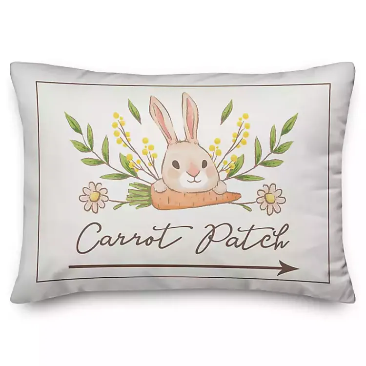 Hot Bunny Carrot Patch Lumbar Pillow Easter Decorations