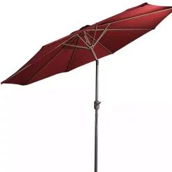 Kirklands Home Outdoor Accent Furniture|Burgundy Tilt Hand Crank Outdoor Umbrella