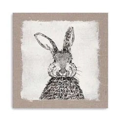 Sale Burlap Bunny Drawing Canvas Art Print Easter Decorations
