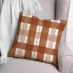 Burnt Orange Plaid Harvest Throw Pillow Fall