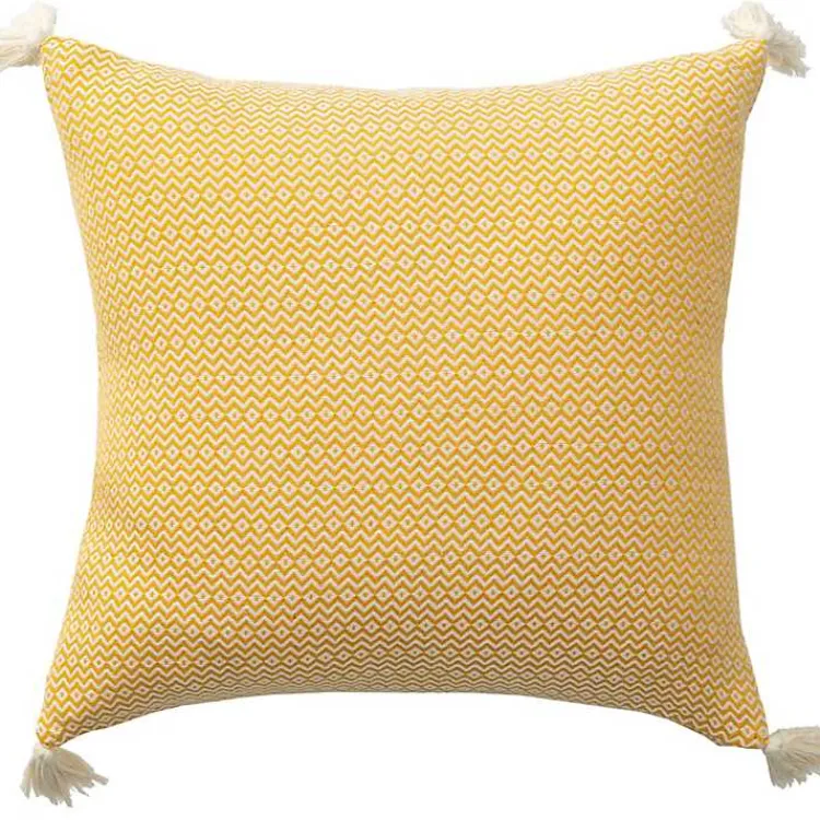 Hot Buttercup Chevron Organic Cotton Throw Pillow Pillows