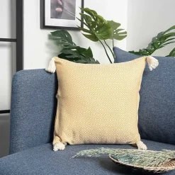 Hot Buttercup Chevron Organic Cotton Throw Pillow Pillows