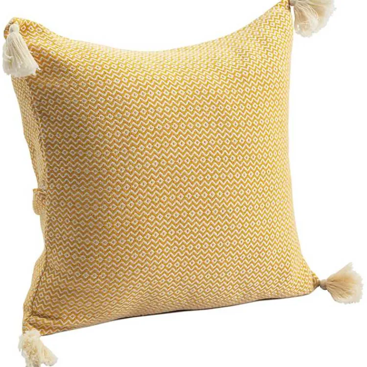 Hot Buttercup Chevron Organic Cotton Throw Pillow Pillows