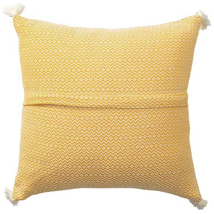 Hot Buttercup Chevron Organic Cotton Throw Pillow Pillows
