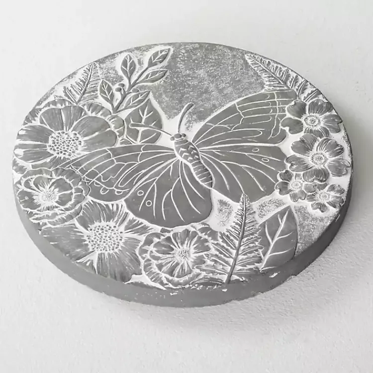 Kirklands Home Garden Decor|Butterfly Cement Stepping Stone Gray