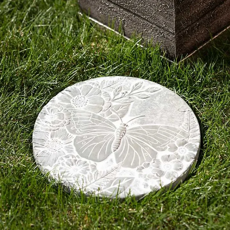Kirklands Home Garden Decor|Butterfly Cement Stepping Stone Gray