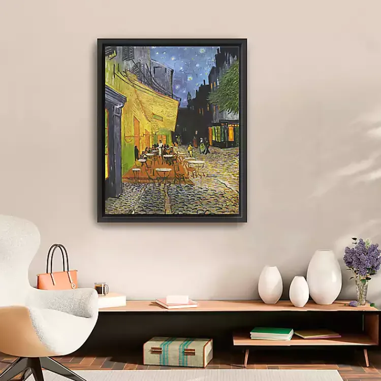 Kirklands Home Canvas Art|Cafe Terrace at Night Framed Canvas Art Print