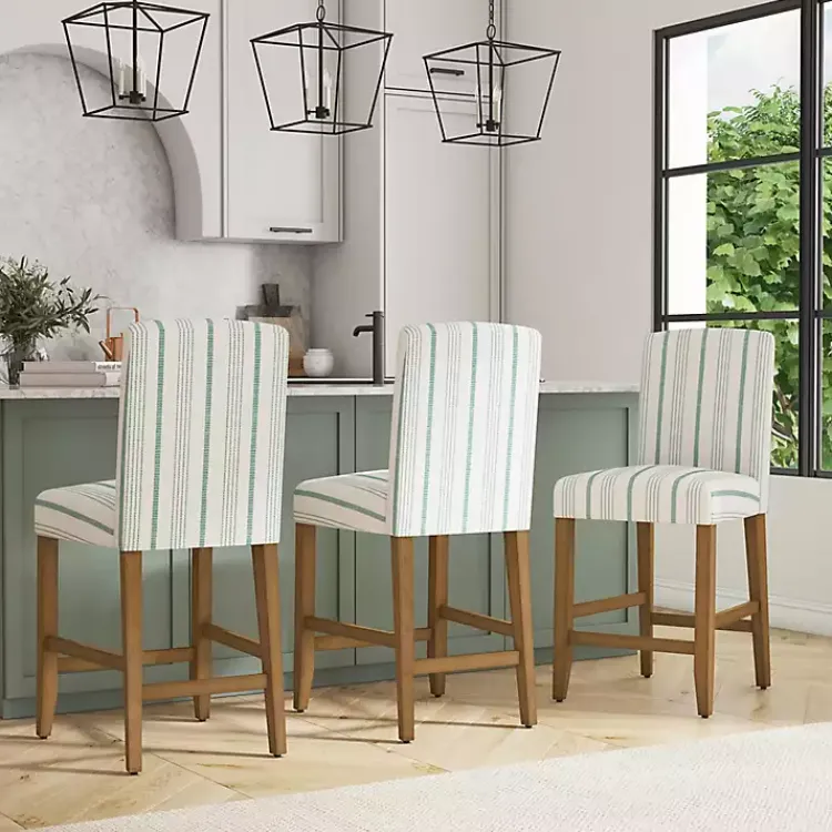 Kirklands Home Bar Stools & Counter Height Stools|Calypso Striped Upholstered Counter Stool