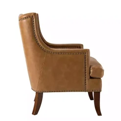 Kirklands Home Accent Chairs|Camel Faux Leather Ophelia Accent Chair Tan