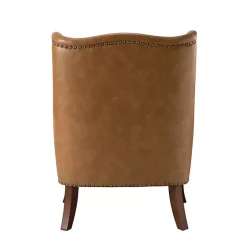 Kirklands Home Accent Chairs|Camel Faux Leather Ophelia Accent Chair Tan