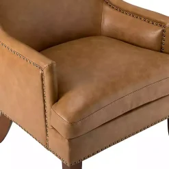 Kirklands Home Accent Chairs|Camel Faux Leather Ophelia Accent Chair Tan