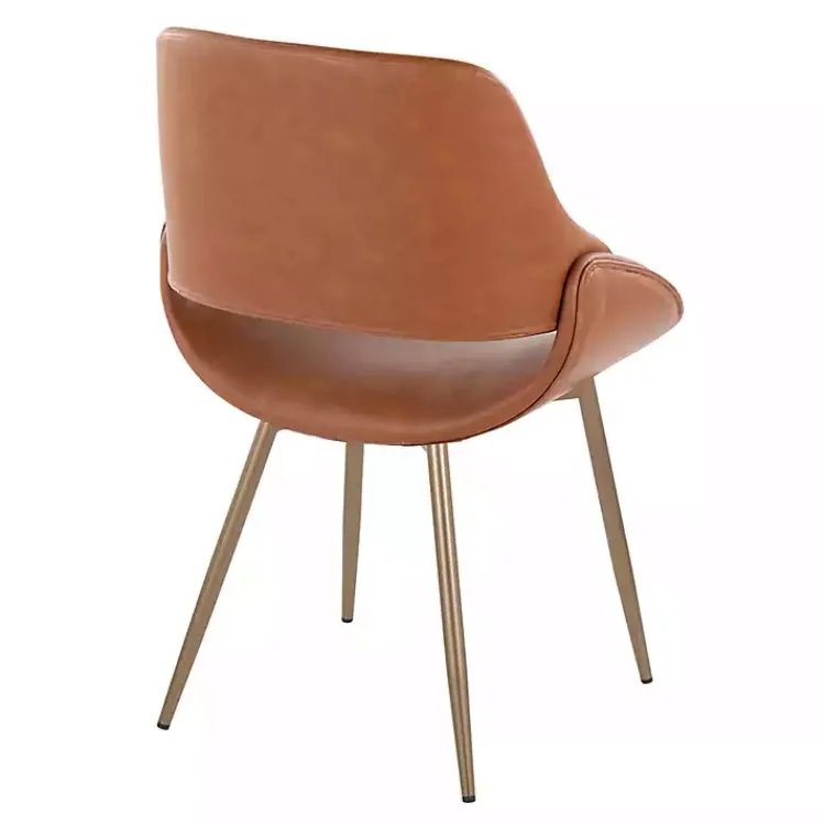 Kirklands Home Accent Chairs|Camel Faux Leather Scooped Accent Chairs, Set of 2 Brown
