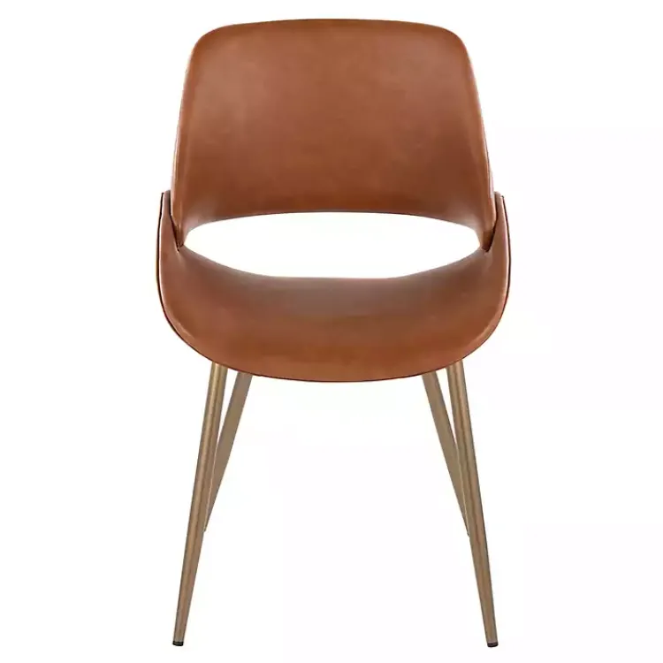 Kirklands Home Accent Chairs|Camel Faux Leather Scooped Accent Chairs, Set of 2 Brown