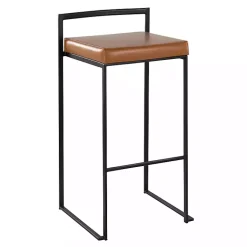 Kirklands Home Bar Stools & Counter Height Stools|Camel Faux Leather Stackable Bar Stools, Set of 2 Tan