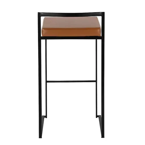Kirklands Home Bar Stools & Counter Height Stools|Camel Faux Leather Stackable Bar Stools, Set of 2 Tan