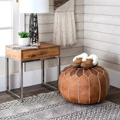 Discount Camel Moroccan Leather Pouf Poufs & Floor Cushions