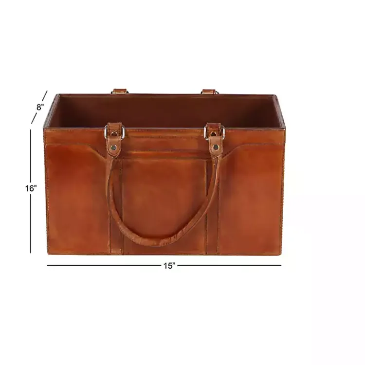 Sale Camel Rustic Leather Magazine Rack Basket Baskets & Boxes