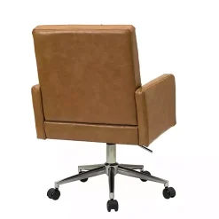 Kirklands Home Office Furniture|Camel Tufted Faux Leather Swivel Office Chair Tan