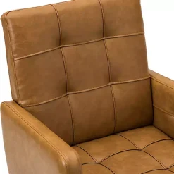 Kirklands Home Office Furniture|Camel Tufted Faux Leather Swivel Office Chair Tan