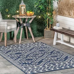 Kirklands Home Outdoor Rugs|Cammie Blue Moroccan Tribal Outdoor Rug, 5x8