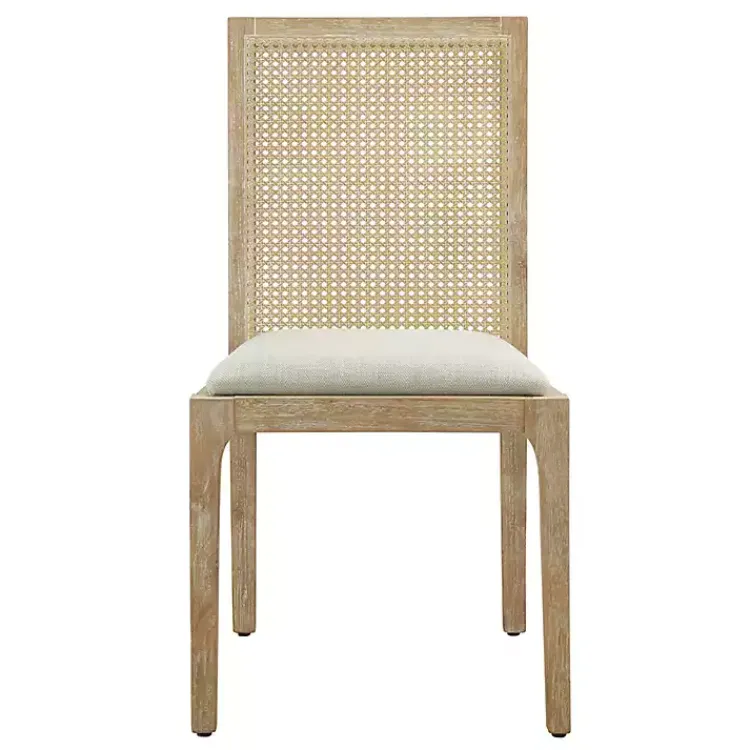 Kirklands Home Dining Chairs|Cane Back Upholstered Wood Dining Chairs, Set of 2 Tan