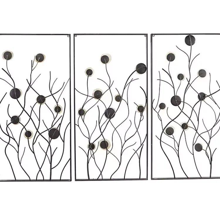 Kirklands Home Wall Plaques|Capiz Flowers Metal Wall Plaques, Set of 3