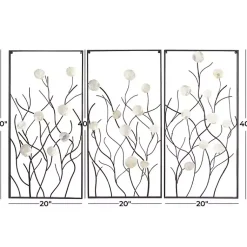 Kirklands Home Wall Plaques|Capiz Flowers Metal Wall Plaques, Set of 3