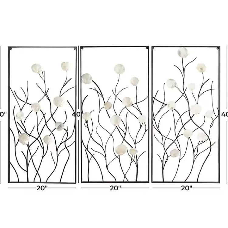 Kirklands Home Wall Plaques|Capiz Flowers Metal Wall Plaques, Set of 3