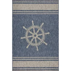 Kirklands Home Outdoor Rugs|Captiva Nautical Helm Outdoor Area Rug, 7x9