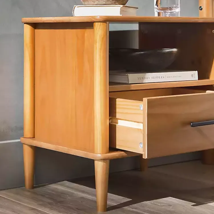 Kirklands Home Nightstands|Caramel Wood Cubby Nightstand Brown