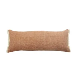 Online Caramel Coated Lumbar Accent Pillow with Fringe Pillows