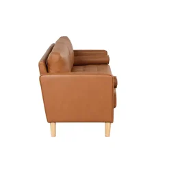 Kirklands Home Sofas & Loveseats|Caramel Faux Leather Chelsea Sofa Brown