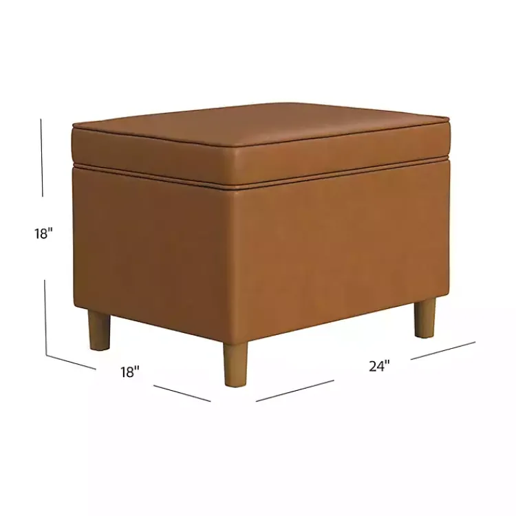 Kirklands Home Benches & Ottomans|Caramel Faux Leather Storage Ottoman Brown