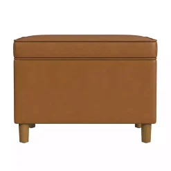 Kirklands Home Benches & Ottomans|Caramel Faux Leather Storage Ottoman Brown
