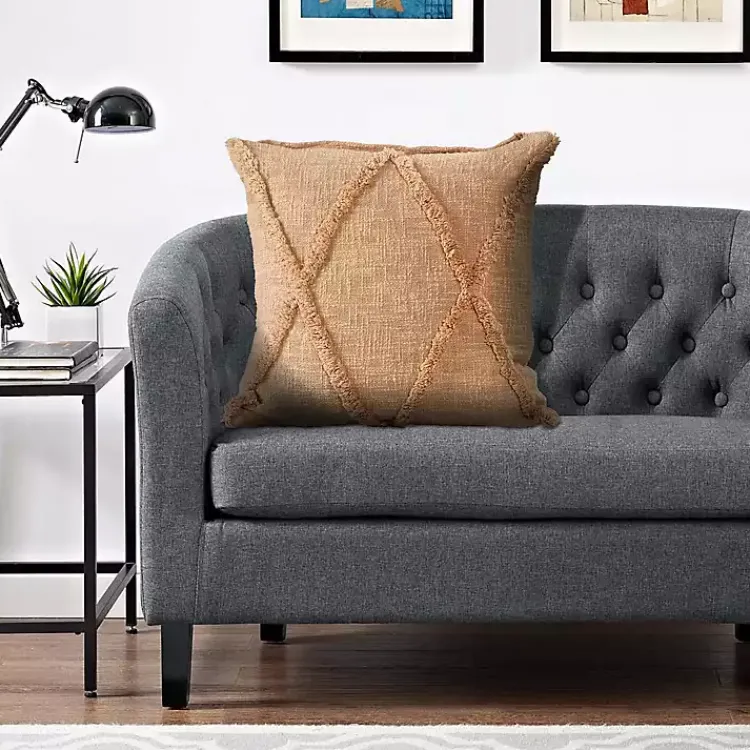 Hot Caramel Frappe Tufted Diamond Pillow, 18 in. Pillows