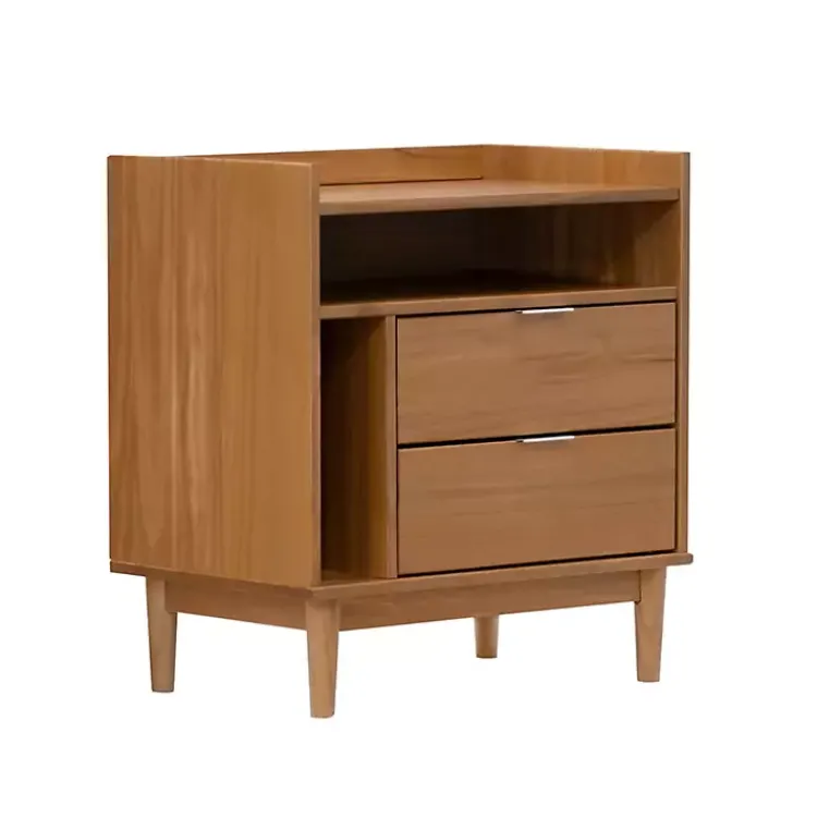 Kirklands Home Nightstands|Caramel Pine 2-Drawer Nightstand Brown