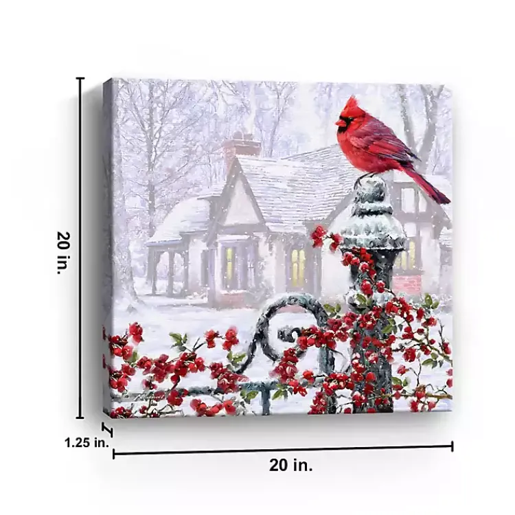 Best Cardinal on a Gatepost Canvas Art Print Christmas Art & Wall Decor