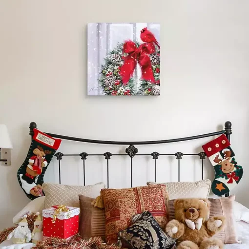 Best Cardinal Wreath Canvas Art Print Christmas Art & Wall Decor