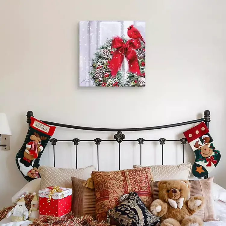 Best Cardinal Wreath Canvas Art Print Christmas Art & Wall Decor