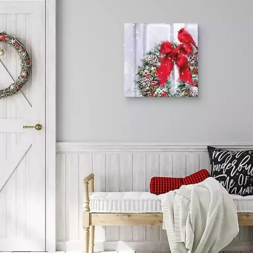 Best Cardinal Wreath Canvas Art Print Christmas Art & Wall Decor