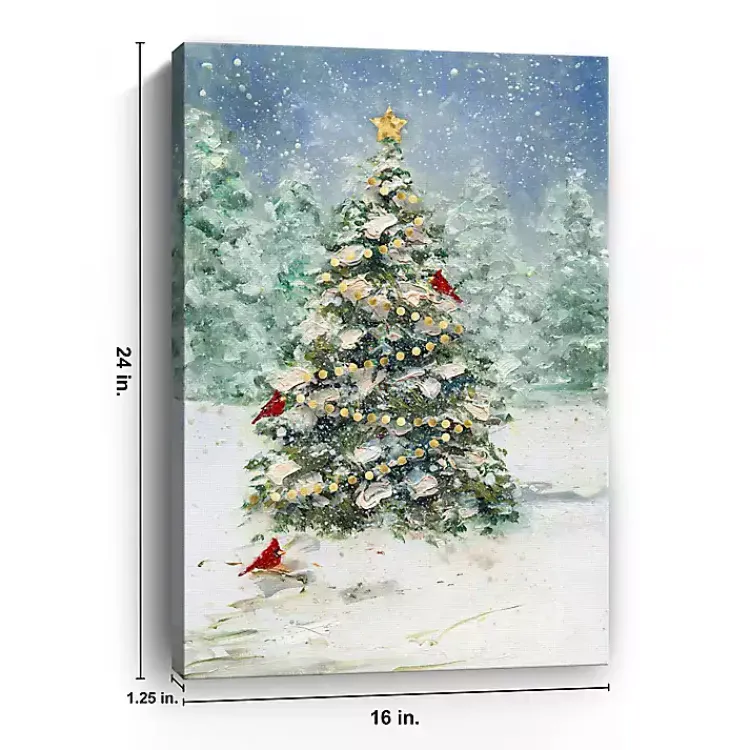 Sale Cardinals on Tree Small Canvas Art Print Christmas Art & Wall Decor