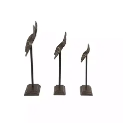 Discount Carved Iron Bullhead Statues, Set of 3 Statues & Figurines