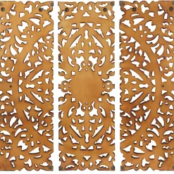 Kirklands Home Wall Plaques|Carved Mahogany 3-pc. Triptych Wall Panels Gold