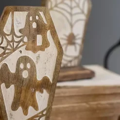 Hot Carved Wooden Coffin Statues, Set of 3 Halloween