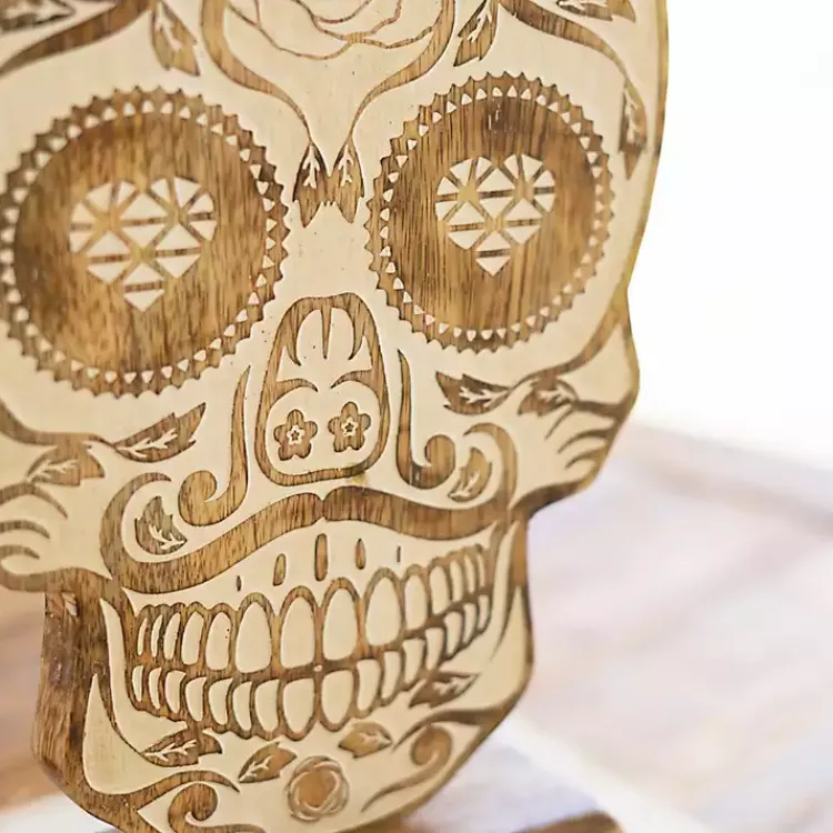 Best Carved Wooden Skull Statue Halloween